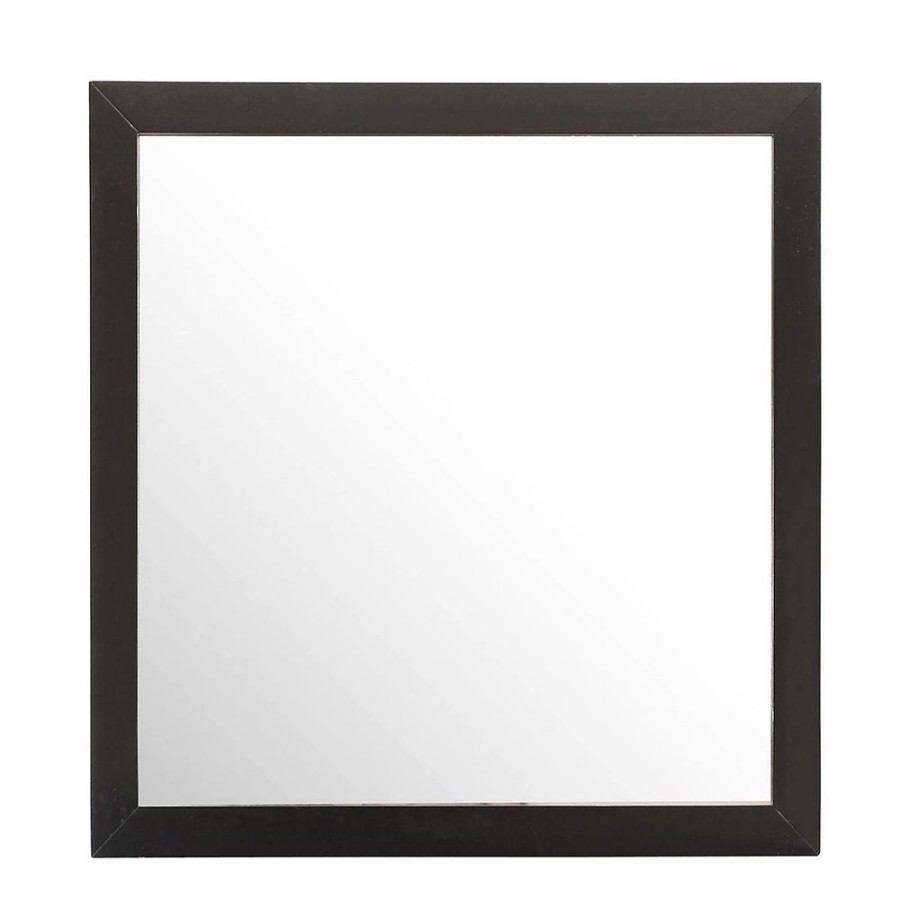 Furniture * | Passion Furniture Classic Square Wood Framed Dresser Mirror, 41 In. X 41 In. Cherry Black