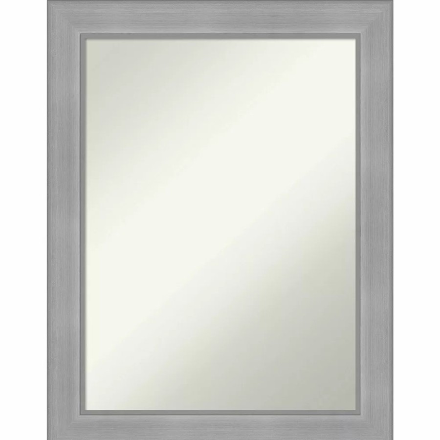 Mirrors * | Amanti Art Non-Beveled Bathroom Wall Mirror Vista Brushed Nickel Frame